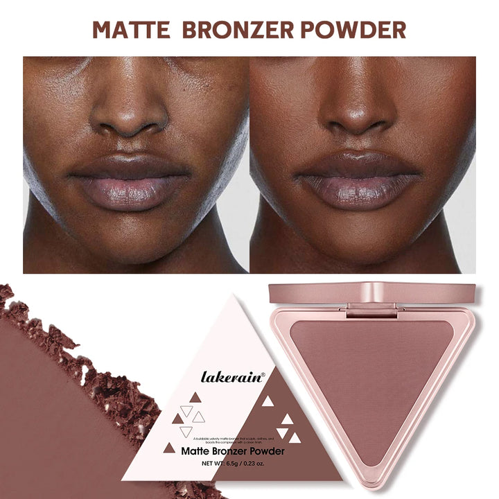 Lakerain Matte Bronzer Powder Long Lasting Makeup Effect Waterproof Sweatproof Setting Powder Oil Control Bronzer Face Makeup
