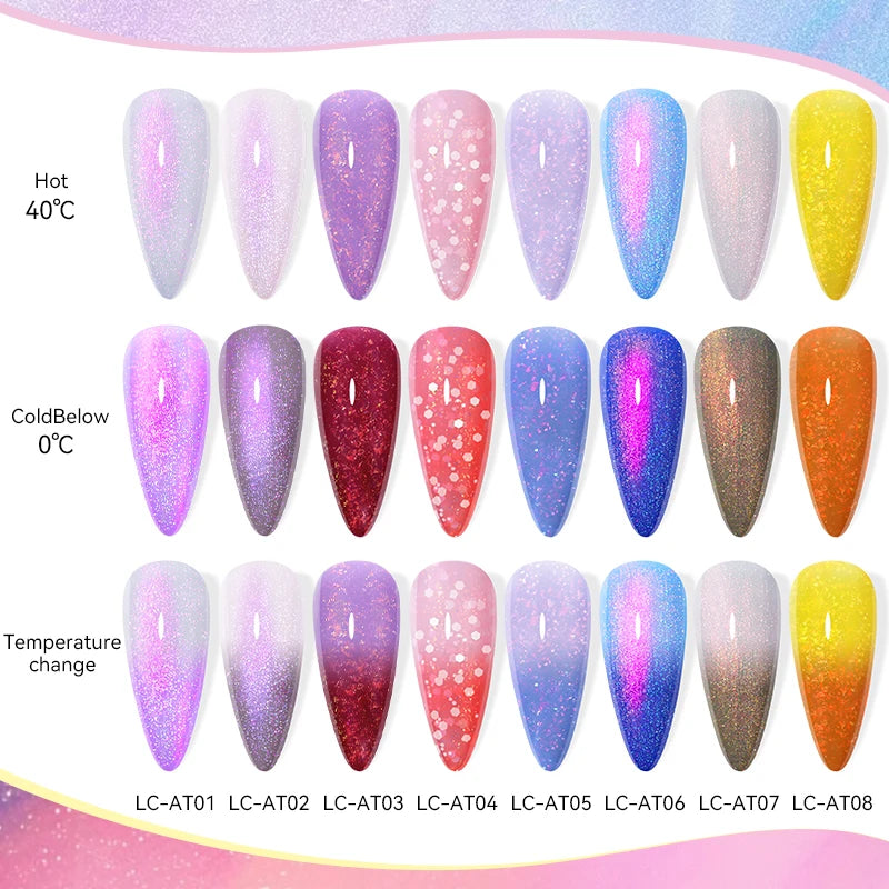 LILYCUTE 7ML Auroras Thermal Gel Nail Polish Nude Dark Purple Glitter Gradient Temperature Color Changing Nail Art Gel Varnishes