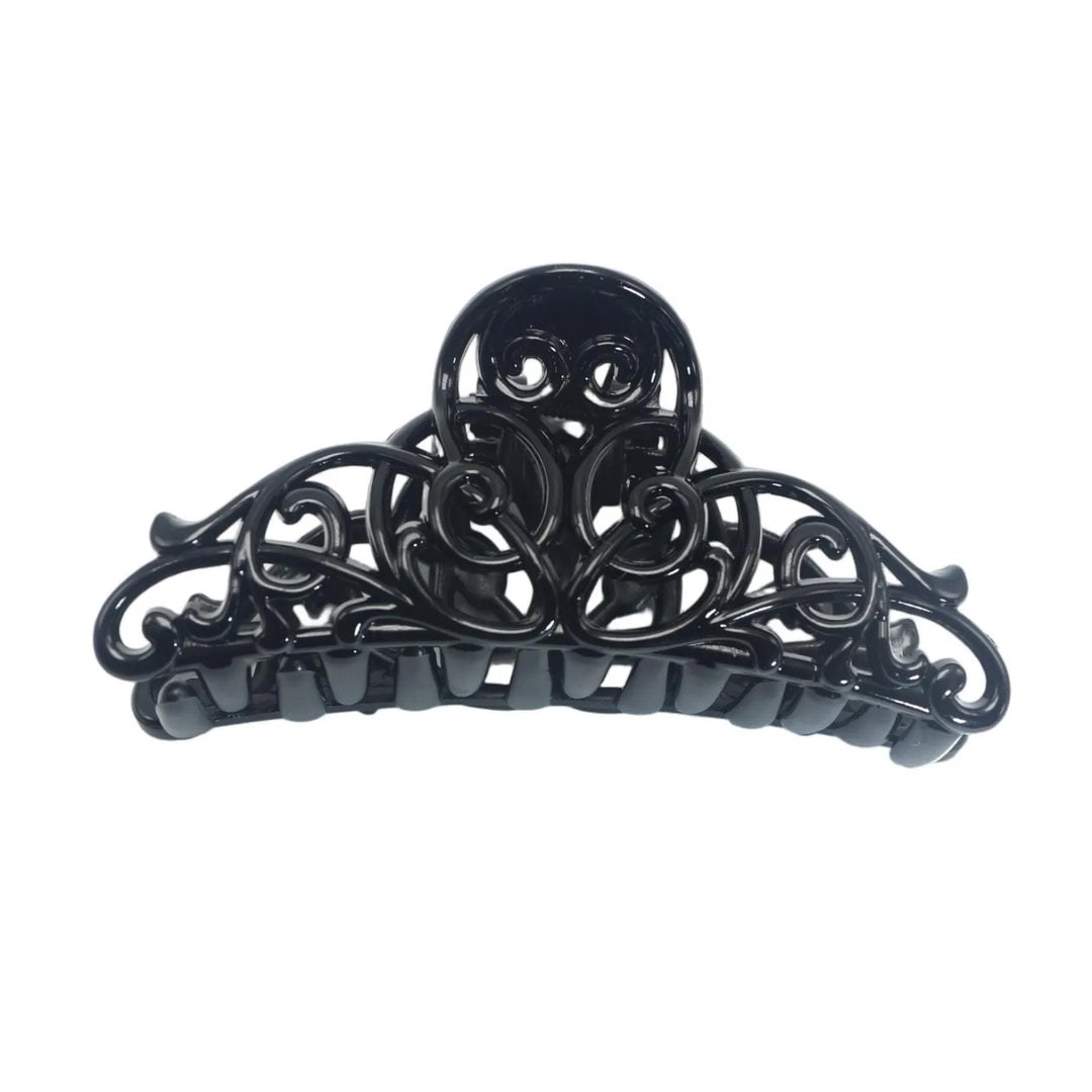 4pcs Black Plastic Hair Claws Assorted Hollow Floral Shark Clip Large Jaw Hairclips for Women Fashion Hair Accessories