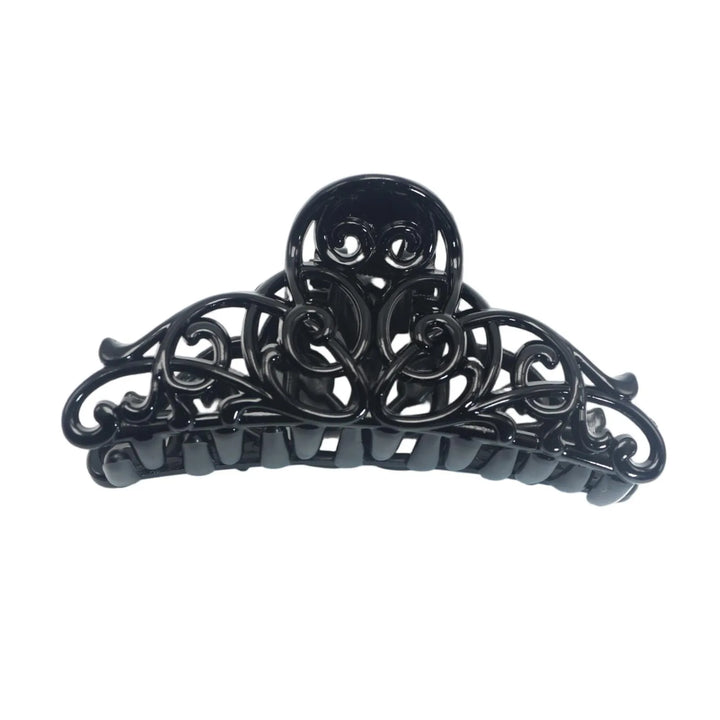 4pcs Black Plastic Hair Claws Assorted Hollow Floral Shark Clip Large Jaw Hairclips for Women Fashion Hair Accessories