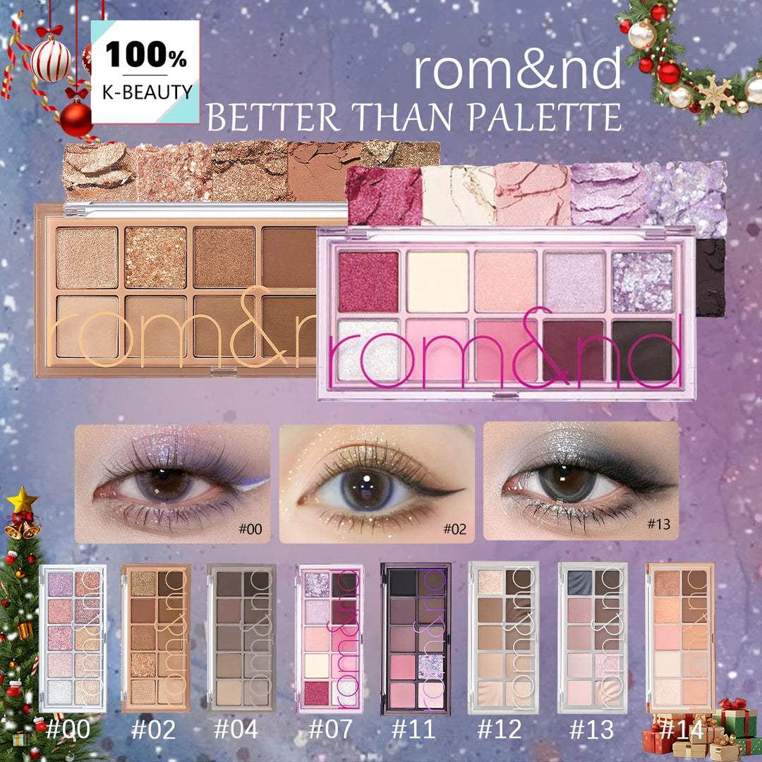 rom&nd BETTER THAN PALETTE,Fine Powder Texture,Long-Lasting Pigmentation,Easy to Blend,Beginner-Friendly,K-Beauty,Korean Makeup