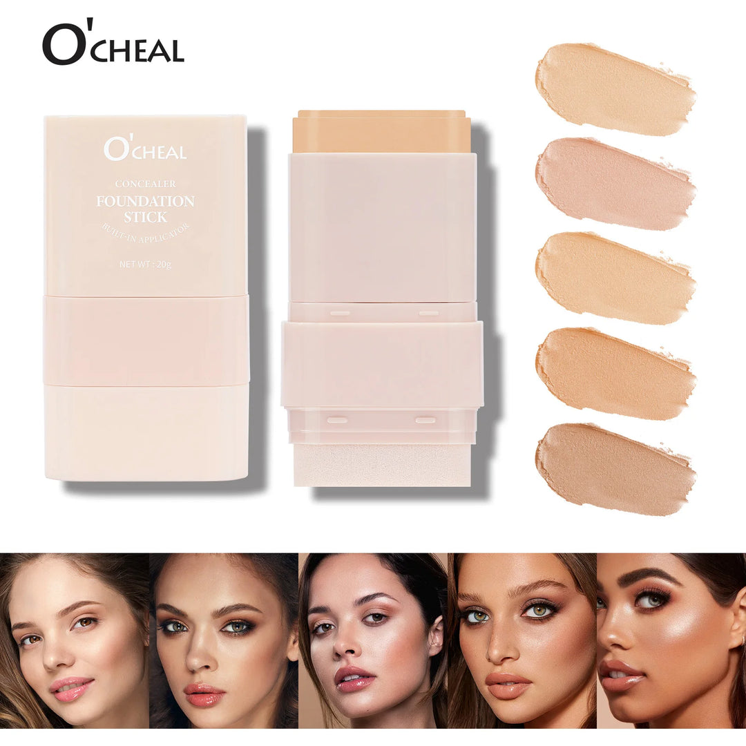 O'cheal Concealer Foundation Stick Facial Matte Bronzer Contouring Coverage Moisturizing Makeup Face Cream Portable With Sponge