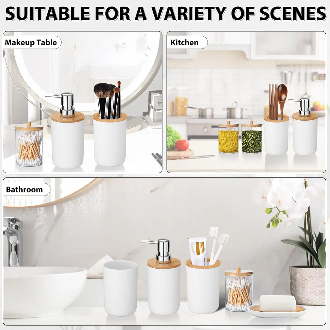 5 Piece Bathroom Accessories Set Plastic Bathroom Decor Sets Accessories, Toothbrush Holder, Toothbrush Cup, soap Dispenser