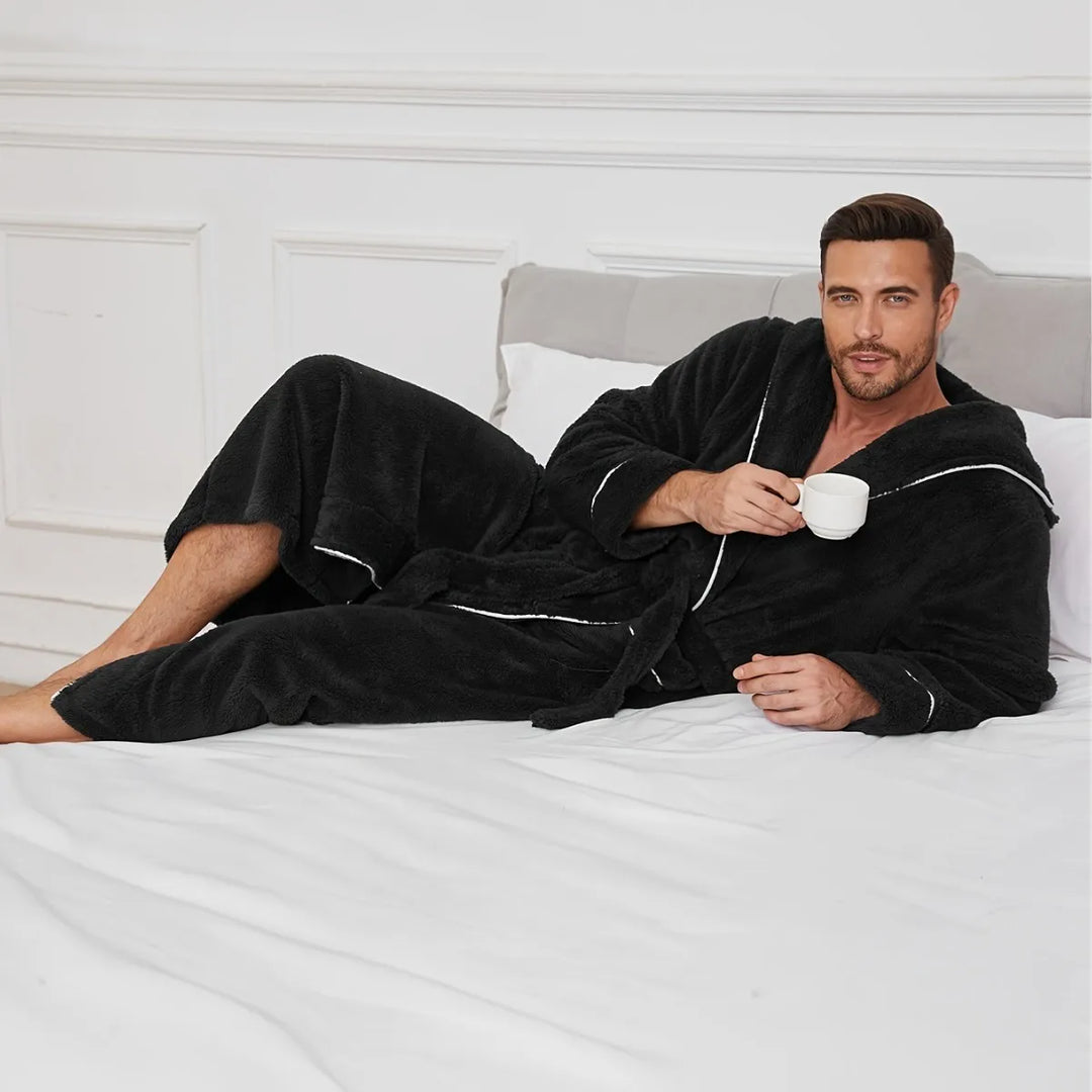 Autumn and Winter Comfortable Cotton Flannel Luxury Open Weave Couples' Sleepwear Men's Warm Bathrobe Sleepwear Nightwear