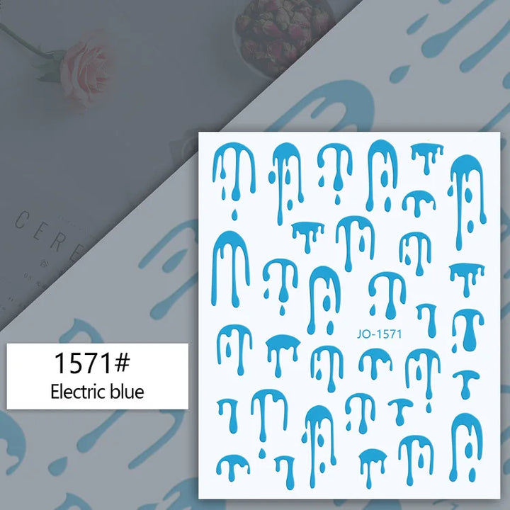Nail Art Stickers Water Decals Eyes Stripe Nail Art Decorations for Manicure Accessories Press on Nails Foil Stickers and Decals