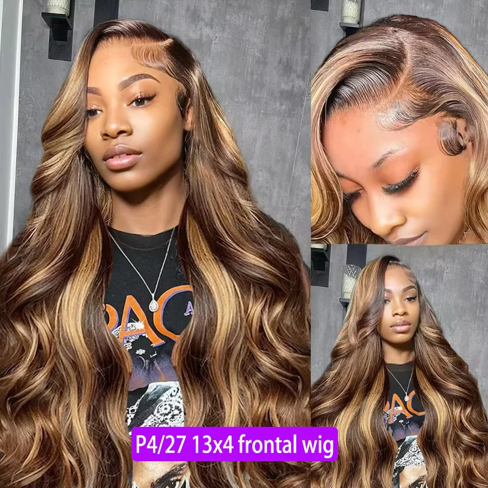 1b30 Black Brown Lace Front 13x4 Body Wave Wigs  P427 Highlight Ombre  Human Hair 13x6 HD Lace Frontal Blonde Colored Wig