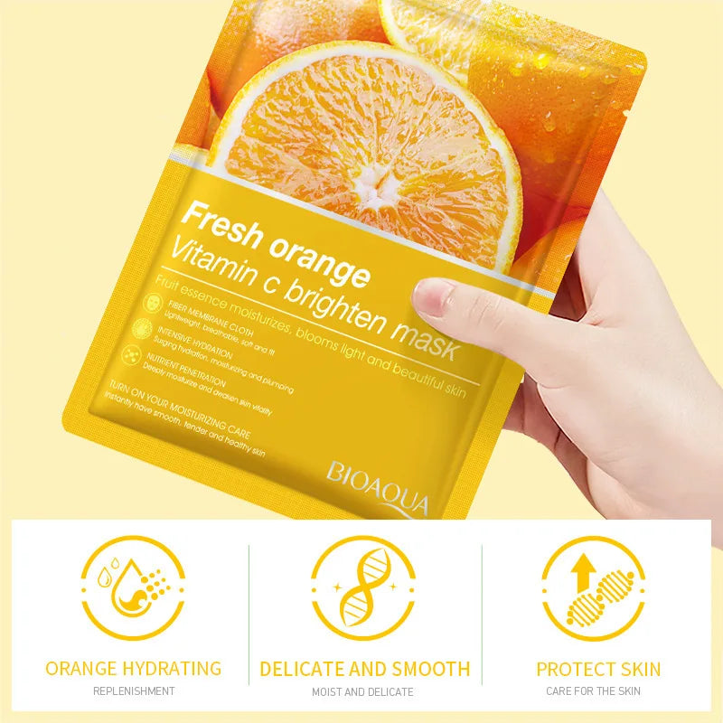 8pcs BIOAQUA Fruit Face Mask Moisturizing Facial skincare Anti-aging Whitening Facial Masks Face Sheet Mask Skin Care Products