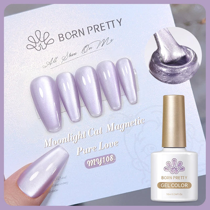 BORN PRETTY 10ml Silver Water Light Cat Magnetic Gel Nail Polish Nail Supplies Vernis Semi Permanent Gel for Fall Winter Nails