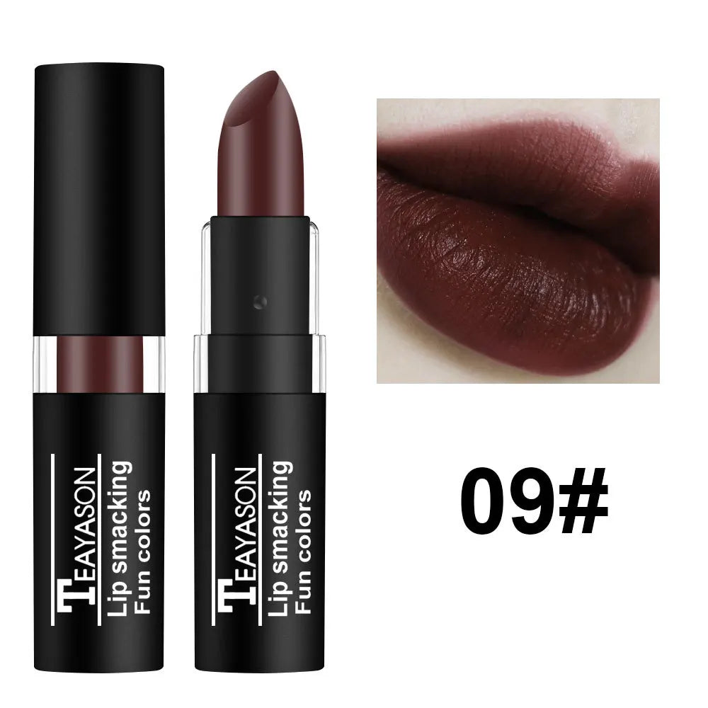 Matte Nude Lipsticks 12 Colors Waterproof Long Lasting Non-stick Cup Lip Glaze Sexy Vampire Red Black Lipstick Pigment Cosmetics