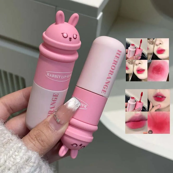 Cute Rabbit Matte Lip Mud Liquid Lipstick Waterproof Rose Lip Gloss Lasting Waterproof Smoky Nude Purple Lip Tint Korean Makeup