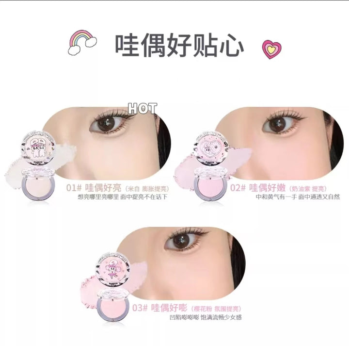 FLORTTE BUNNY Single Highlight Powder Facial Highgloss Natural Brightening  Blush Cream Brightening Liftup Face 3D Stereoscopic