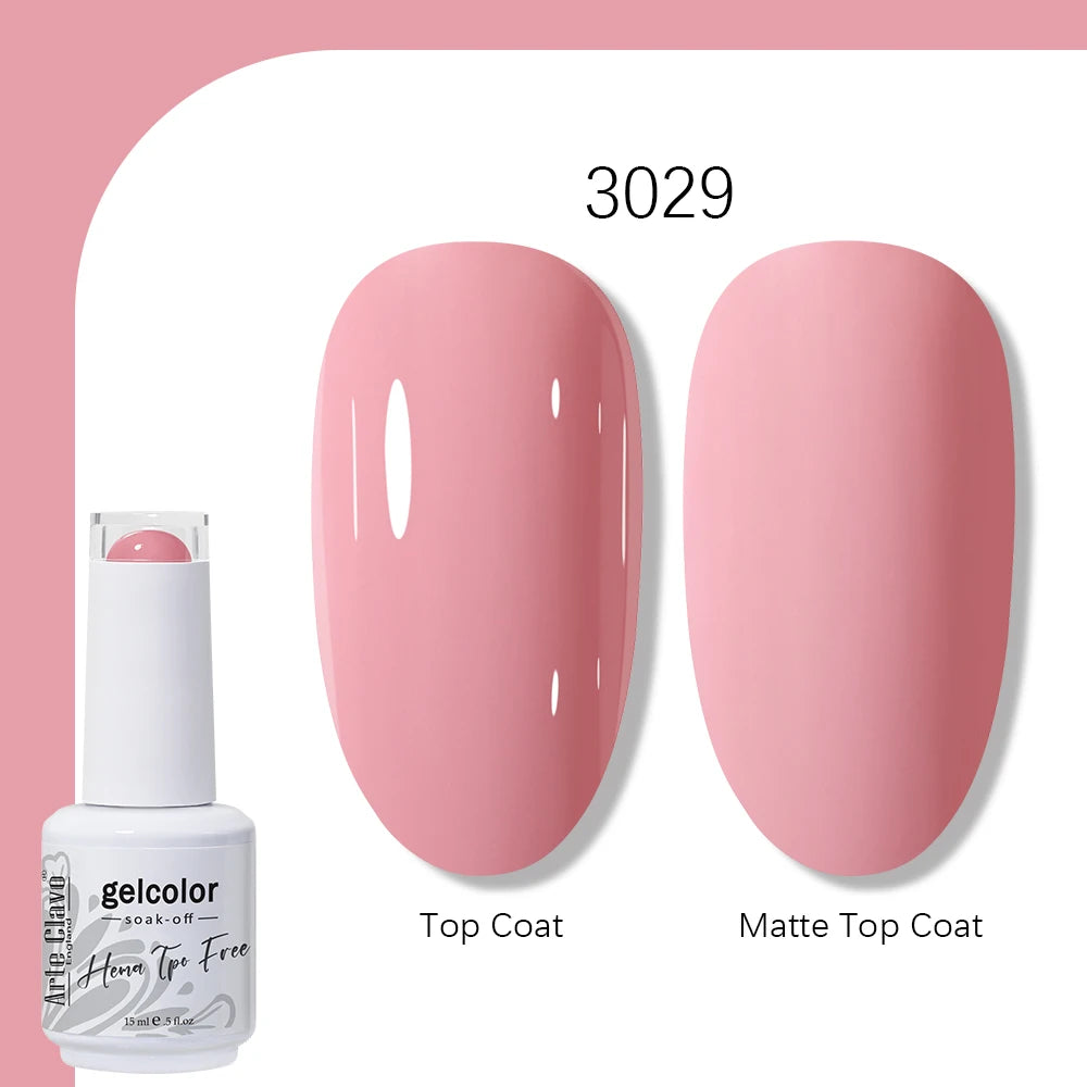 Arte Clavo Solid Color Gel Nail Polish 15ml Soak Off UV LED Gel Semi-Permanent Glitter Polish For Manicure Nail Art Salon Gel