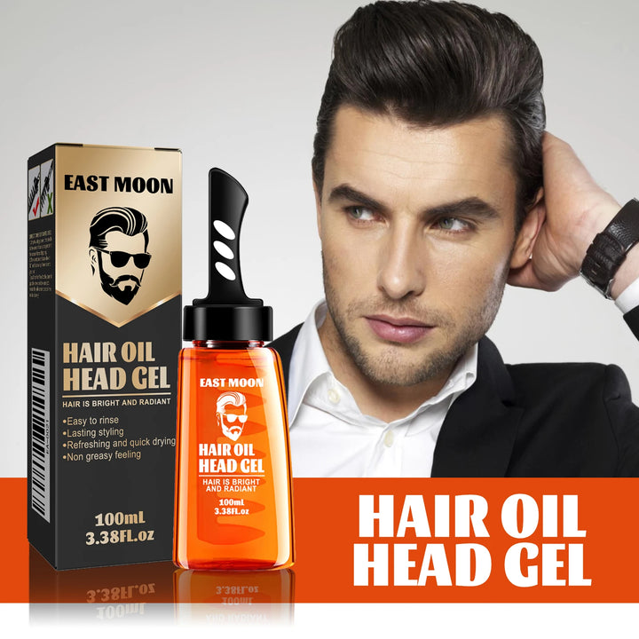 2 in 1 Men's Hair Styling Gel With Wide Tooth Comb Long-lasting Fluffy Hair Styling Oil Styling Cream Strong Hold & Shine