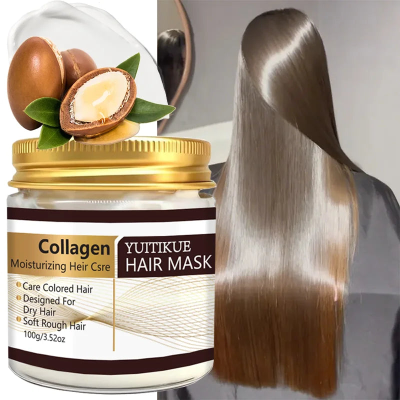 YUITIKUE Collagen Moisturizing Hair Mask - 100g for Dry & Colored Hair, Deep Conditioning to Soften Rough Hair