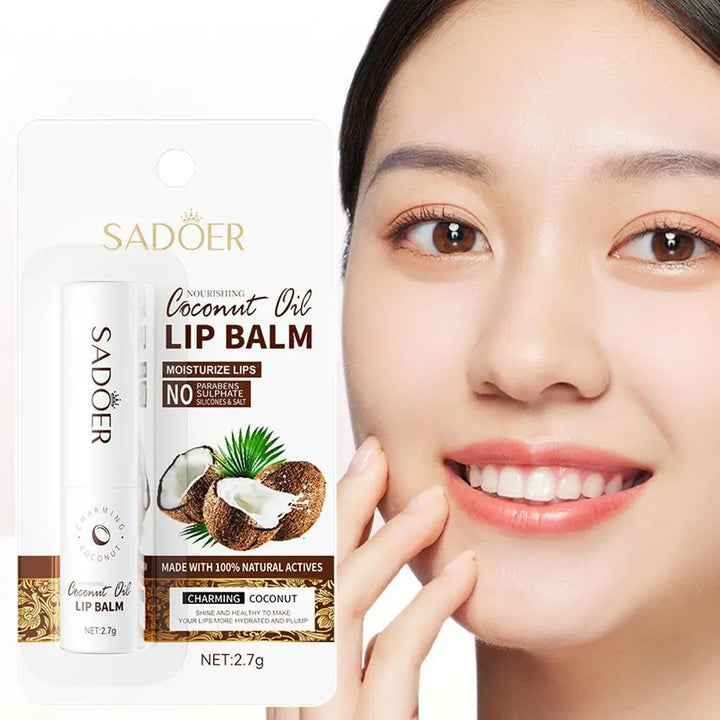  SADOER 5PCS Nourishing Hydrating And Moisturizing Preventing Cracking Daily Care Lip Balm Coconut Lip Balm Care Cosmetics