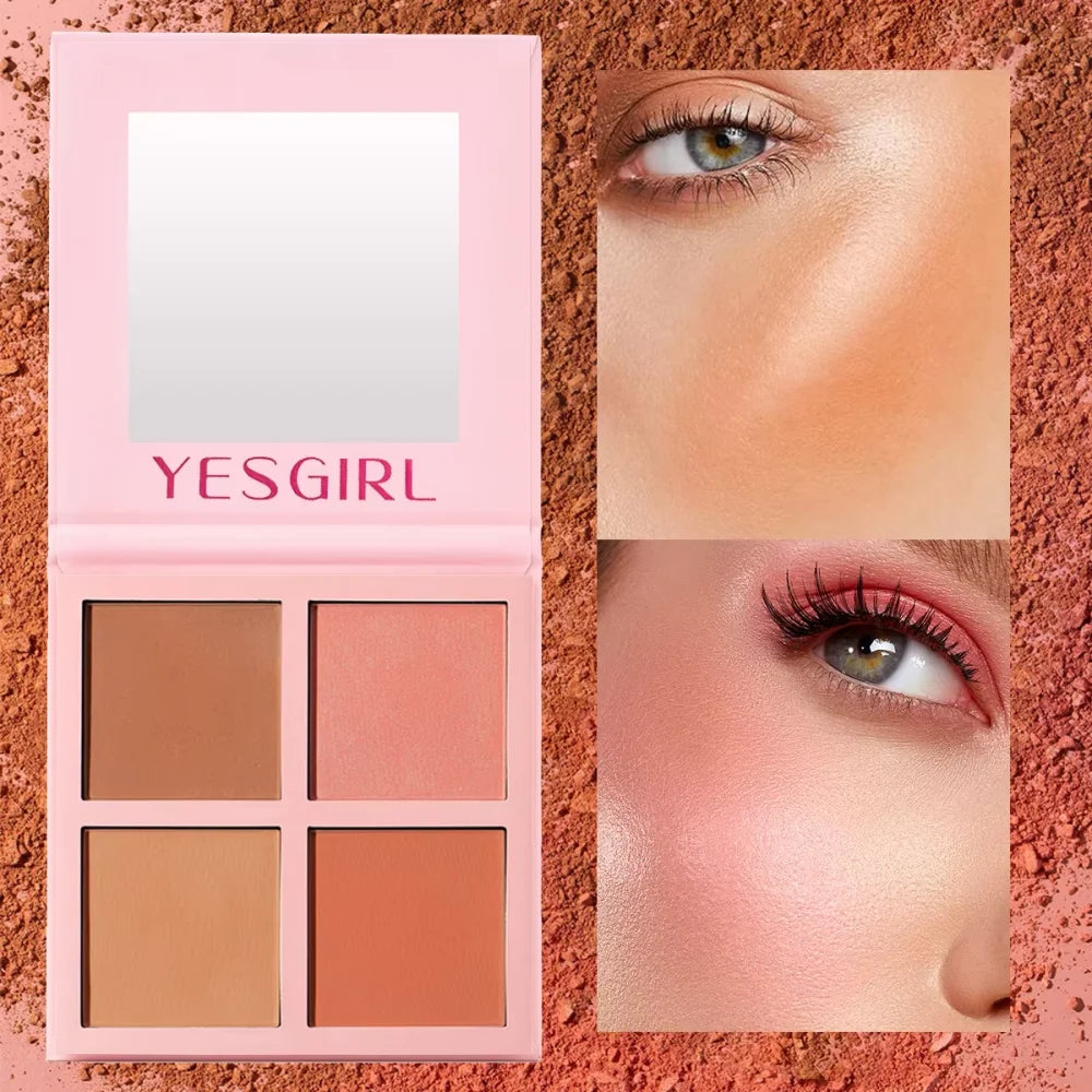 Four Color Matte Powder Blusher Low Saturation Soft Fog Powder Red Blusher Brightens Christmas gift