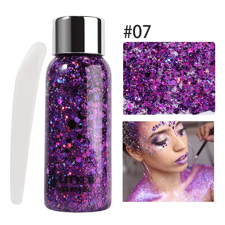 Body Glitter Gel Sequins Long Acting Face Eyes Hair Prom Party Mermaid Scales Not Easy To Take Off Makeup