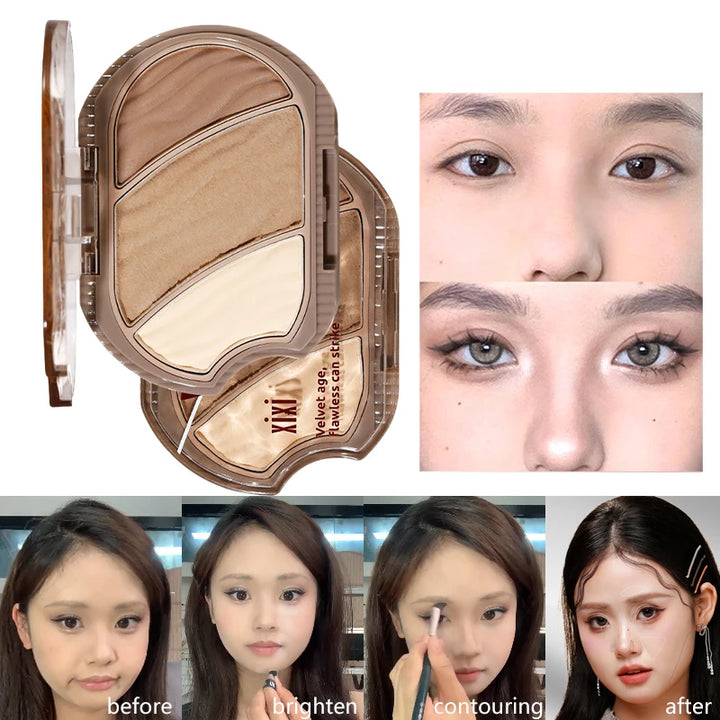 Matte Highlighter Contouring Palette Bronzer Makeup Grey Brown Shading Eye Nose Contour Natural Brighten Face Highlighter Powder