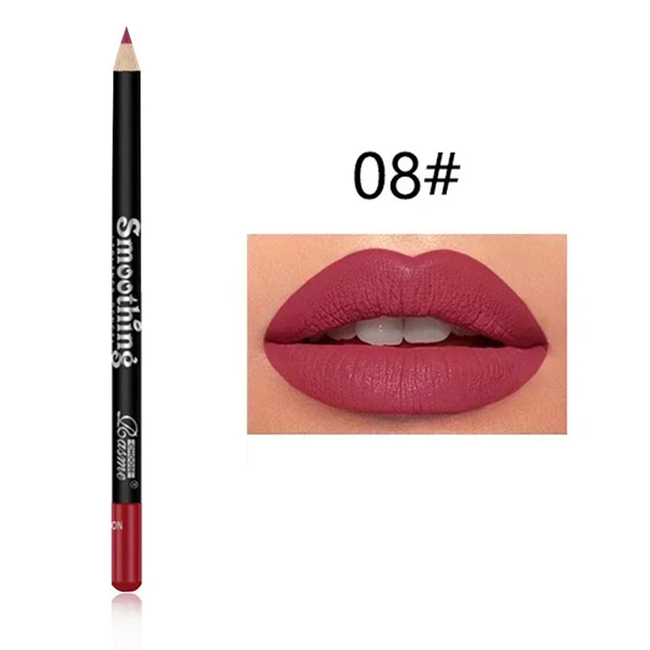 12 Color Matte Lipliner Pencil Long-Lasting Waterproof Plumping Stain Lipstick Natural Brown Lip Liner Professional Makeup