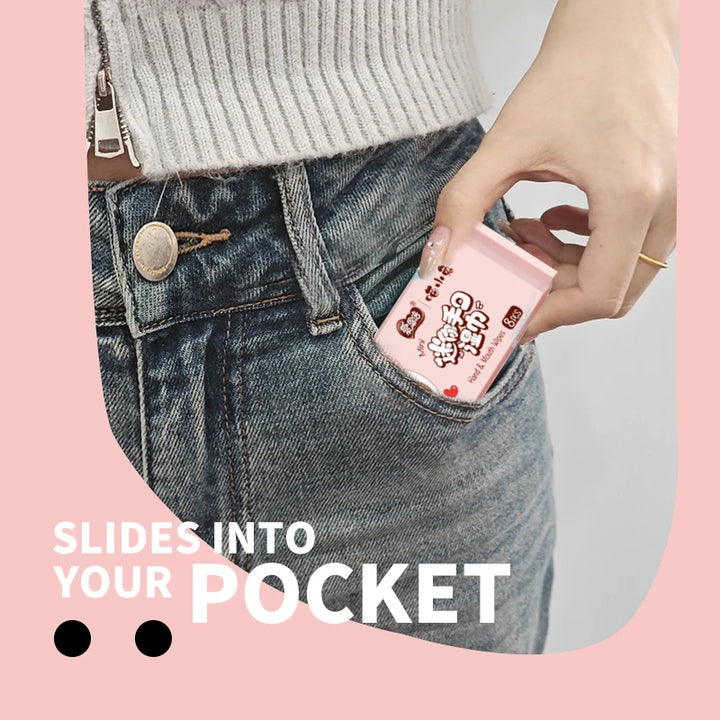 Hypoallergenic Hand & Mouth Wipes, 64 Sheets Thick & Moisturizing Cloth, Portable Travel Pack (8 Packs) for Sensitive Skin