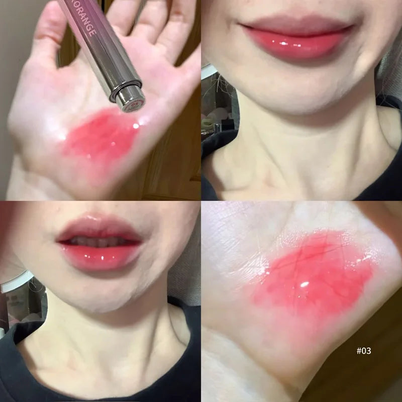 Rose Pink Solid Lip Gloss Mirror Lips Plumping Moisturizing Lipstick Nourishing Water Light Lip Tint Red Lip Glaze Korean Makeup