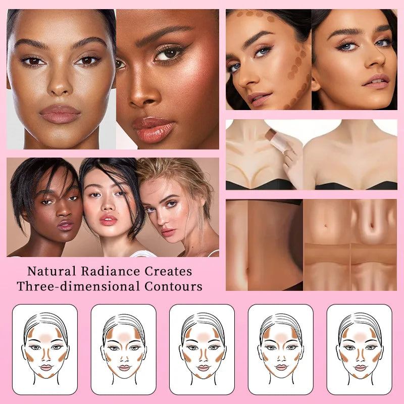 Double-head Matte Contour and Highlighter Liquid, Side Profile Illuminating and Contouring Liquid