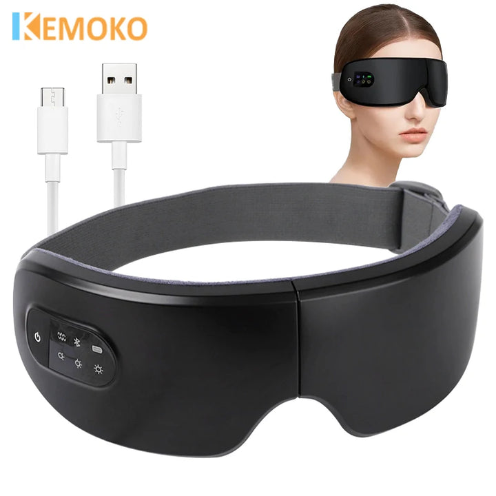 Electric Eye Massager Smart Bluetooth Air Pressure Hot Compress Vibration Massage Glasses Foldable Bluetooth Music Eyes Massage