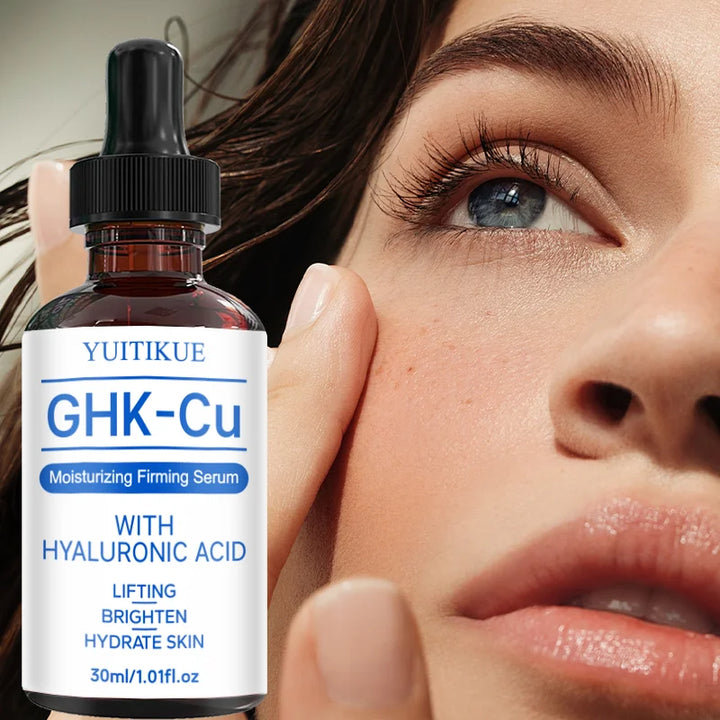 YUITIKUECopper Peptides Serum for Face,Tightening, Soothing,Colagen Boosting with Hyaluronic Acid Skin Care,30ml Serum for Women