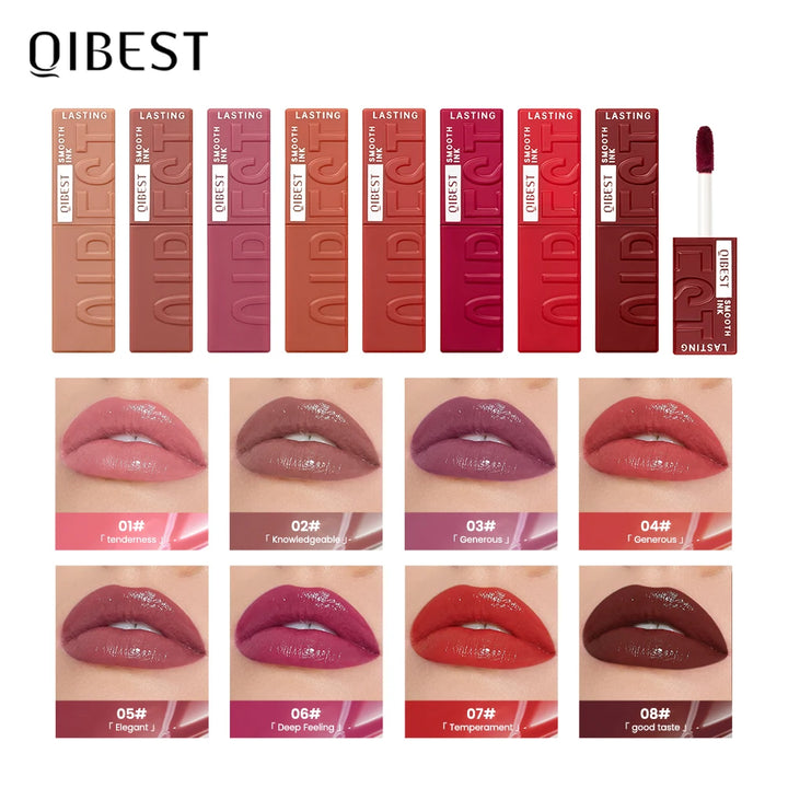 QIBEST 8 Color Watery Lip Gloss Waterproof Long Lasting Mirror Lip Glaze Moisturizing Liquid Lipstick Tint Women Makeup Cosmetic