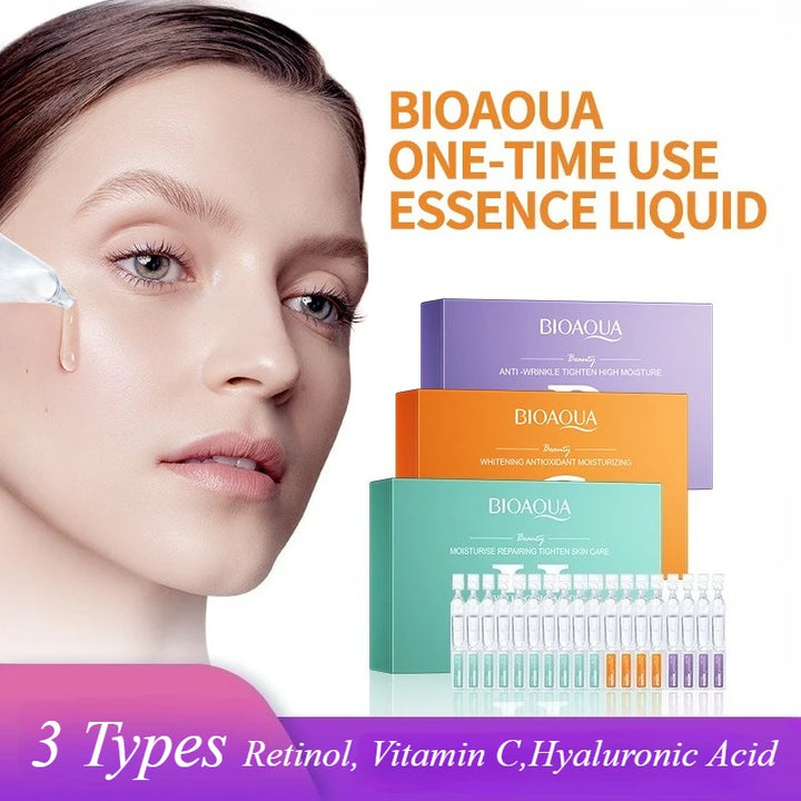 30pcs/box BIOAQUA Retinol Vitamin C Hyaluronic Acid Serum for Face Moisturizing Firming Hydrating Facial Essence Face Skin Care