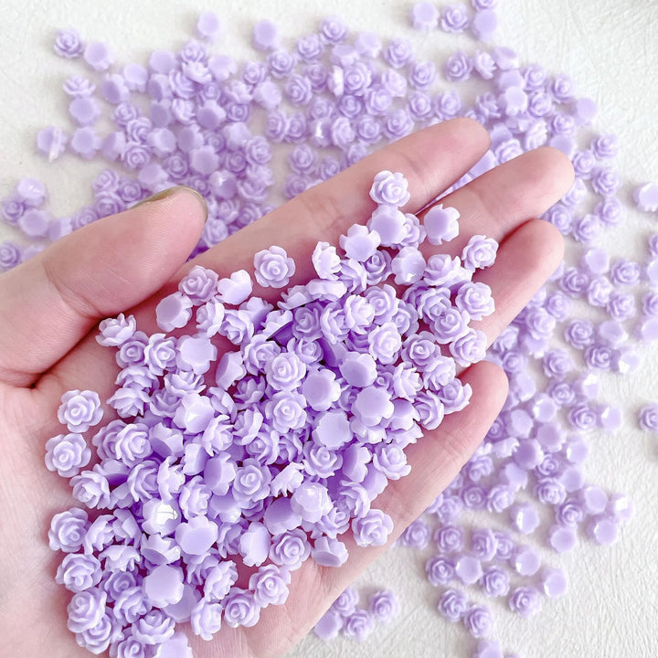 50pcs Cute New Resin Mini 3D White Plated Rose Nail Rhinestones Gems Glitter Nail Art Jewelry Manicure Nail Art Decorations
