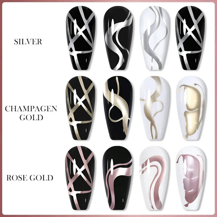 LILYCUTE 5ml Super Bright Silver Metallic Painting Liner Gel Nail Polish Drawing Stripe Graffiti Mirror Pull Line UV Gel Varnish