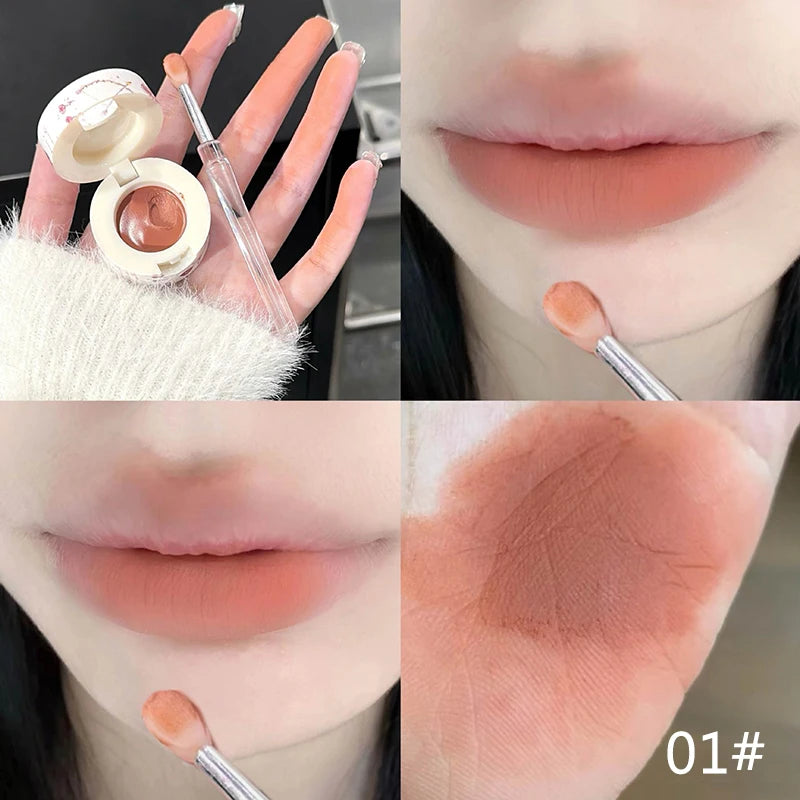 Matte Lip Mud Pot Velvet Mist Lip Glaze Waterproof Low Saturation Lip Tint Milk Orange Pink Lipstick Korean Dupe Makeup Girls