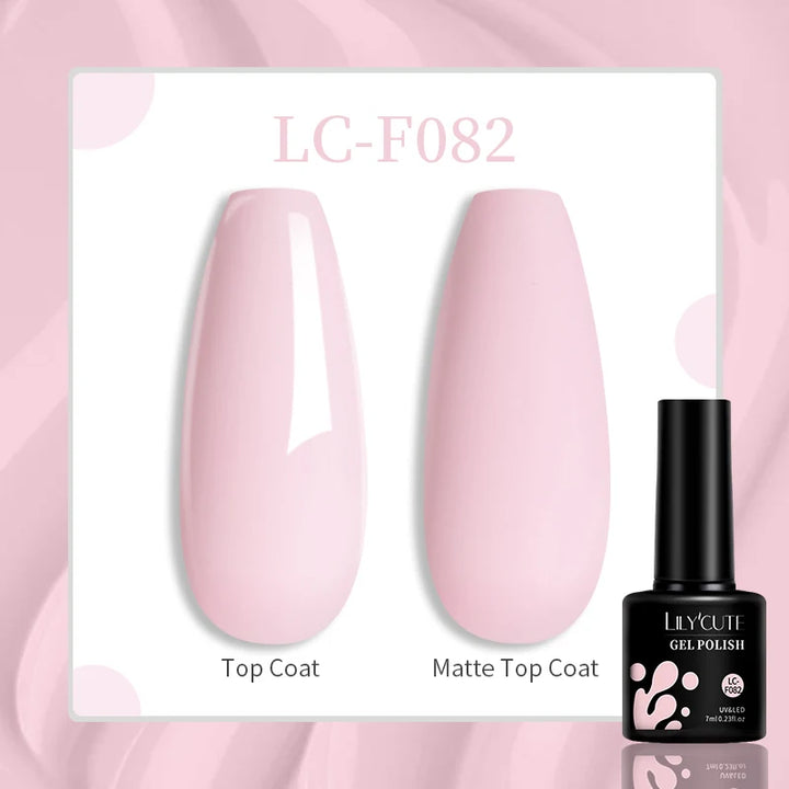 LILYCUTE 7ML Pink Glitter Nail Gel Polish Nude Natural Long Lasting Manicure Soak Off UV LED Nail Art Base Top Coat Gel Varnish