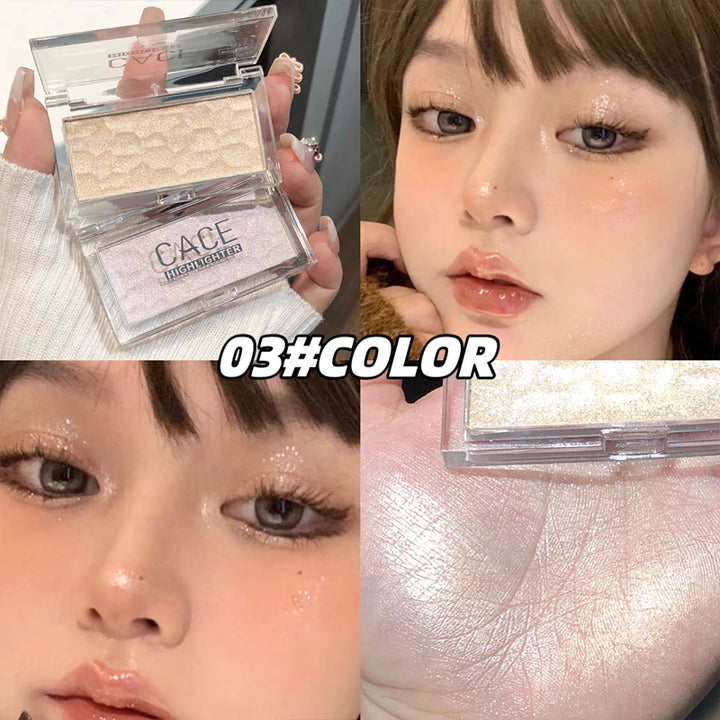 CACE Face Highlighter Palette High Glossy Face Illuminator Palette Natural Glow Finish Pearl Shimmer Smooth Highlight Powder