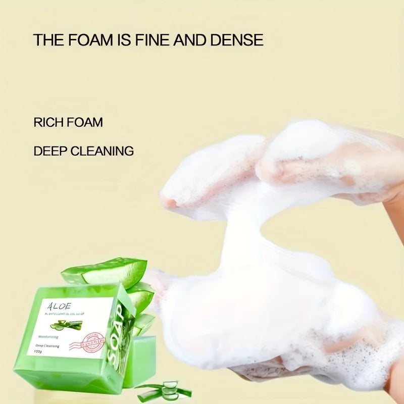 All-Natural Aloe Vera Handmade Soap with Essential Oils - 100g x 2, Unisex, Travel-Friendly