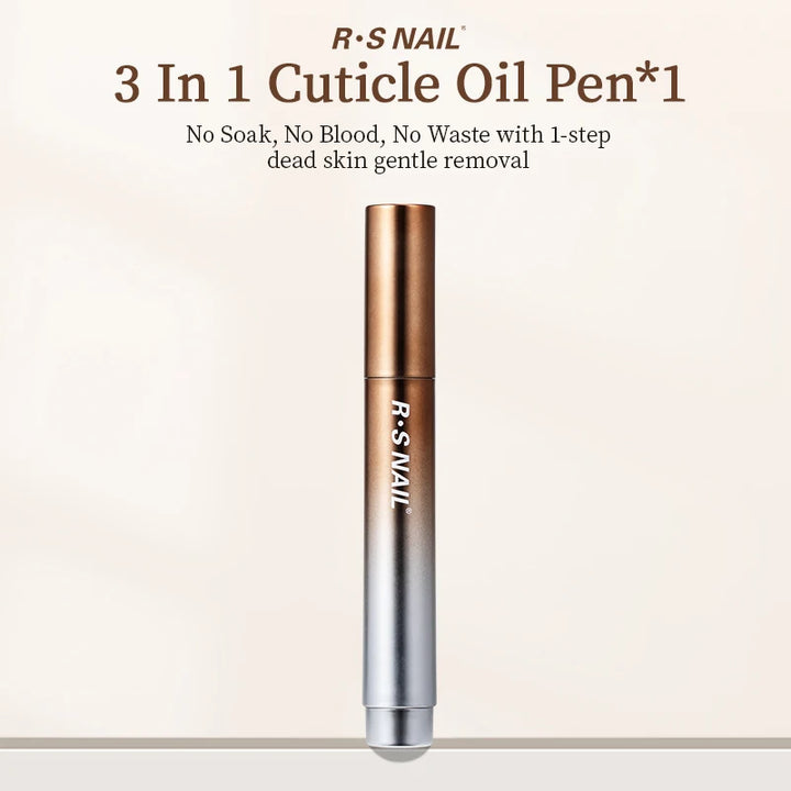 RSNAIL 3-in-1 Cuticle Oil Pen with Ceramic Nail Pusher for Hangnails Dry & Damaged Nails -Nail Care Pen for Repair & Nourishment