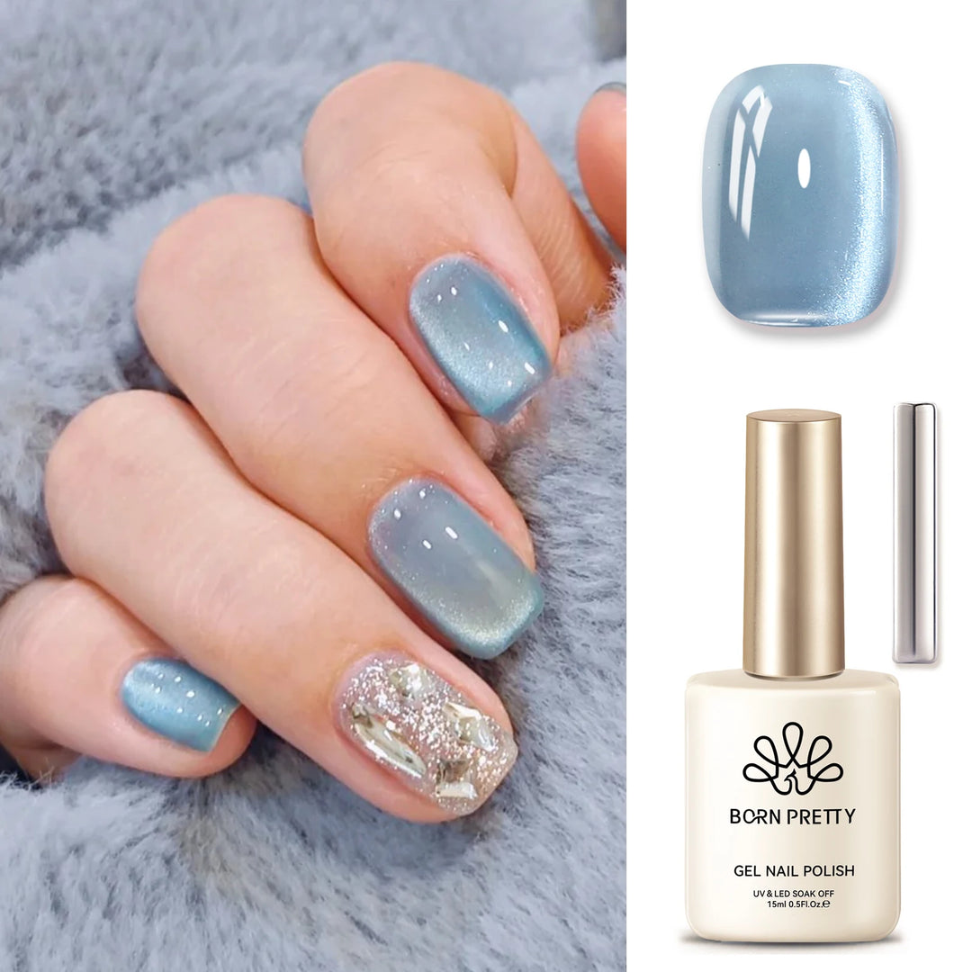 BORN PRETTY 10ml/15ml Guava Green Cat Magnetic Gel Shine  Glitter Semi Permanent Soak Off UV Varnish Nail Supplies