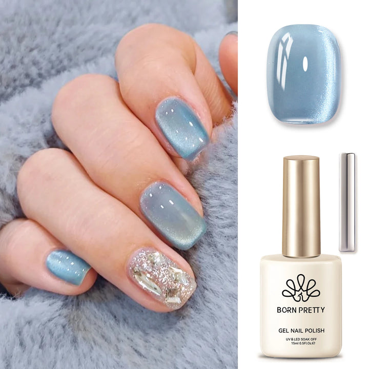 BORN PRETTY 10ml/15ml Guava Green Cat Magnetic Gel Shine  Glitter Semi Permanent Soak Off UV Varnish Nail Supplies