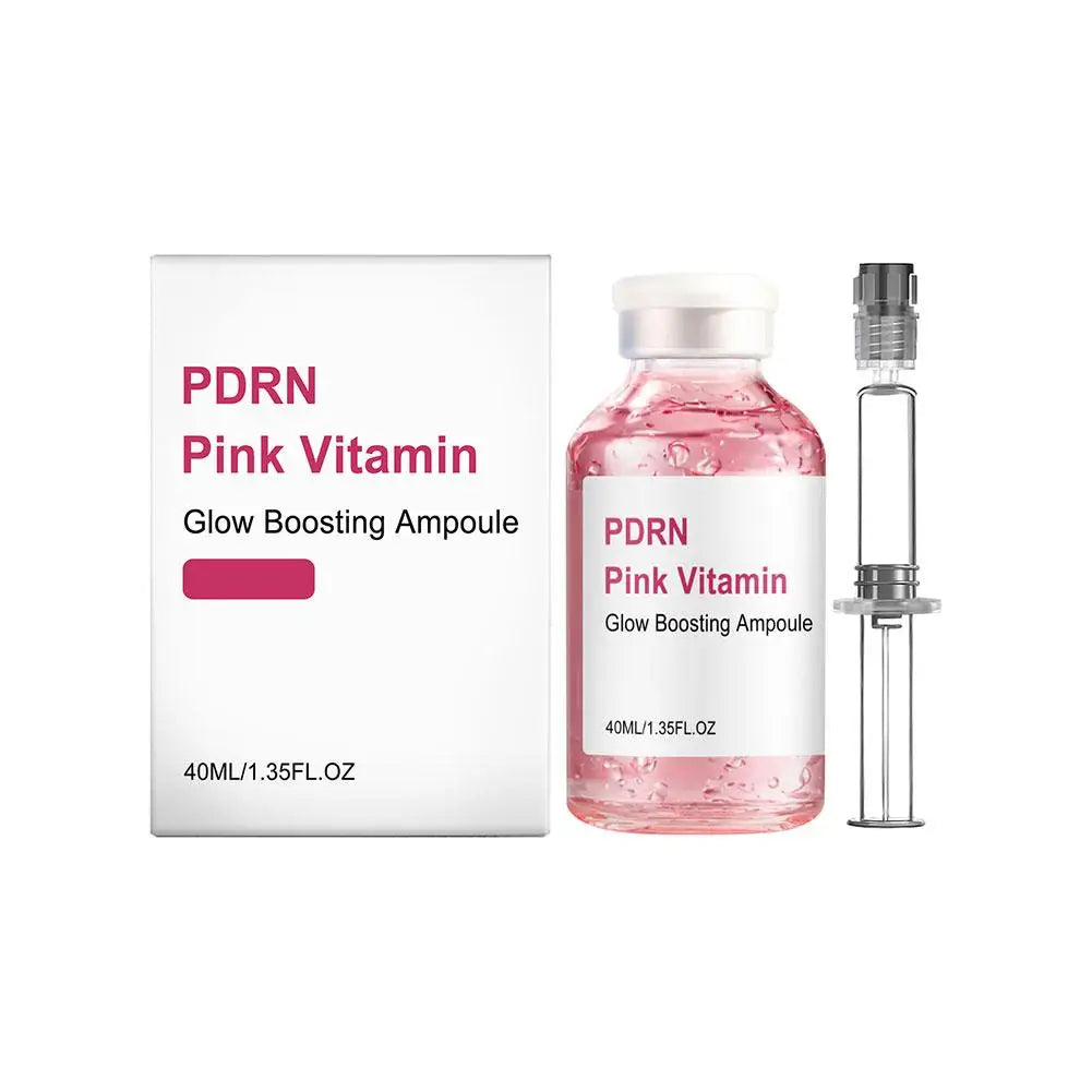 PDRN Pink Vitamin Face SerumGlow Boosting Ampoule,Brightening Hydrating, Soothes Dry Skin,Evens Tone for Radiant Skin Care 40ml