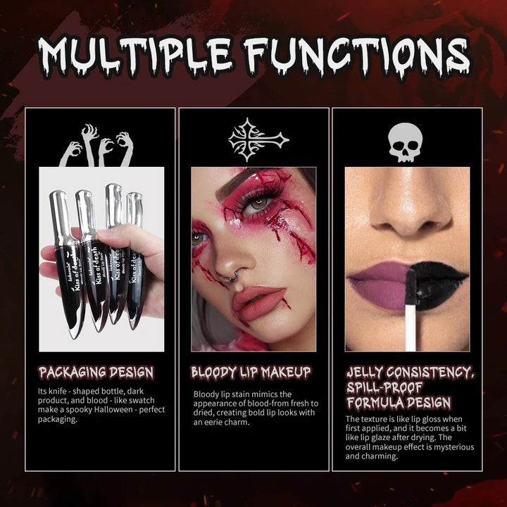 Lip Stain Kiss of Death Bloody Gothic Matte Long Lasting Waterproof Non Stick Color Darkens Over Time Vampire Makeup