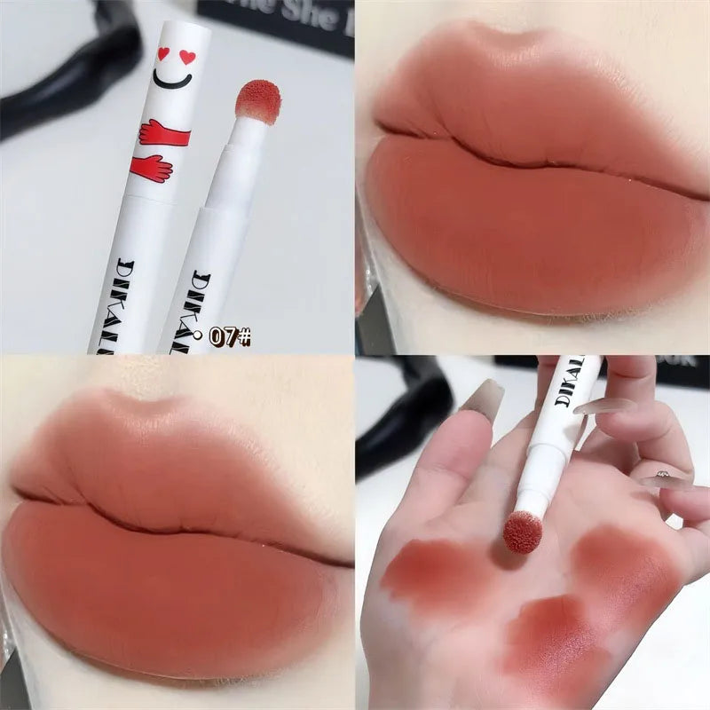 Matte Lip Mud Air Cushion Lips Cream Brick Red Lip Glaze Powder  Lipstick Pen Non-Stick Cup Female Lip Tint Korean Makeup
