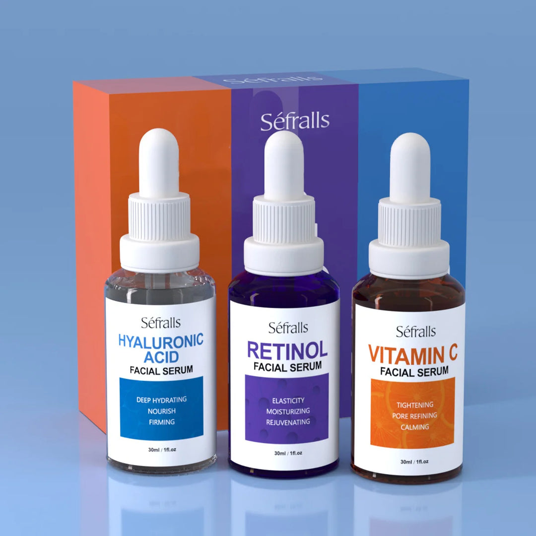Séfralls Hyaluronic Acid VC  Essence Set 30ml*3pcs With Vitamin-C Vitamin-A and Hyaluronic Acid Serum For Glistening, Firming Hy
