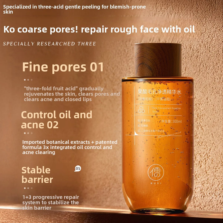 RUYI Fruit Acid Essence Toner Shrinks Pores Acid Removal Brighten Moisturizing & Repairing Control Oil Soothing Redness Winter