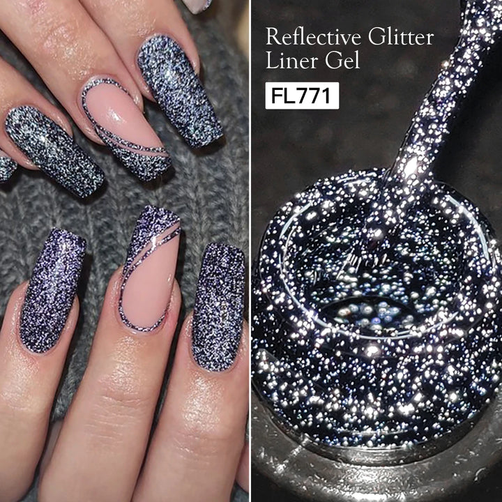 FOUR LILY 5ml Reflective Glitter Liner Nail Gel Polish Gold Silver Red Sparkling Nail Supplies UV/LED Varnish Painting Gel