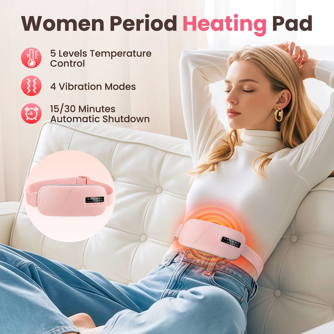 Menstrual Heating Pad Electric Cordless Abdominal Warmer Belt Vibration Massage Portable Period Care For Women Home Office