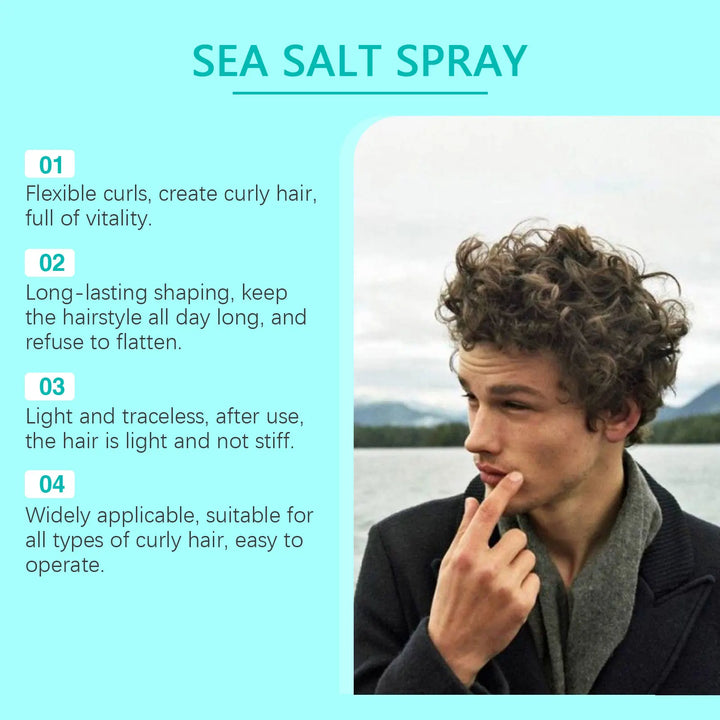 2025 Sea Salt Curl Styling Elastic Hair Spray,Non-Sticky Beach Waves for Lazy Curls Refreshing Hair Spray,Sea Salt Curling Spray