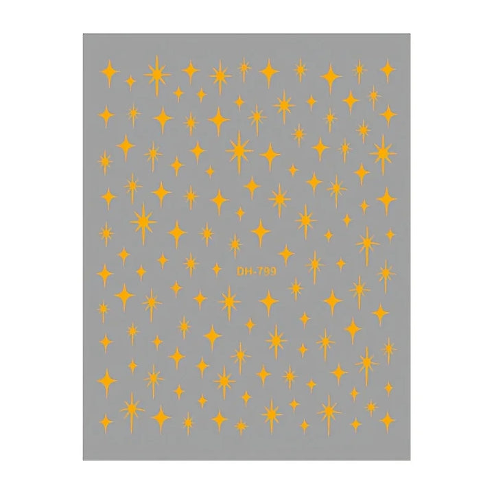 Metal Laser Holographic Star Nail Stickers, Disposable Self-Adhesive Resin Nail Decals for Women, Art Decor Accessories
