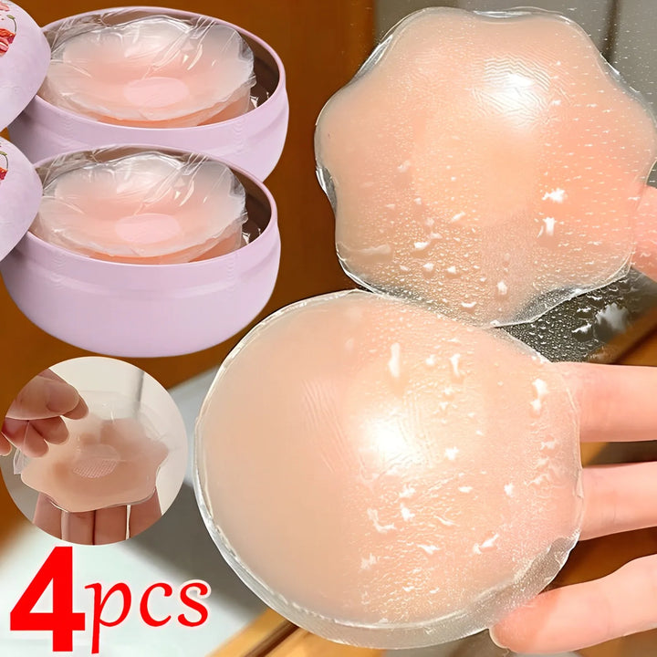 2-4pcs Invisible Self Adhesive Chest paste Reusable Sticker Breast Petal Strapless Lift Up Bra Pad Silicone Petal Nipple Cover
