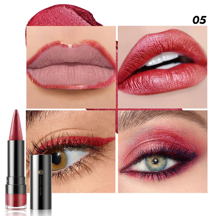 YOUNG VISION 6 Color Matte Pearl Shimmer Dual-Effect Lipstick Waterproof, Non-Transfer Lipstick Cosmetics